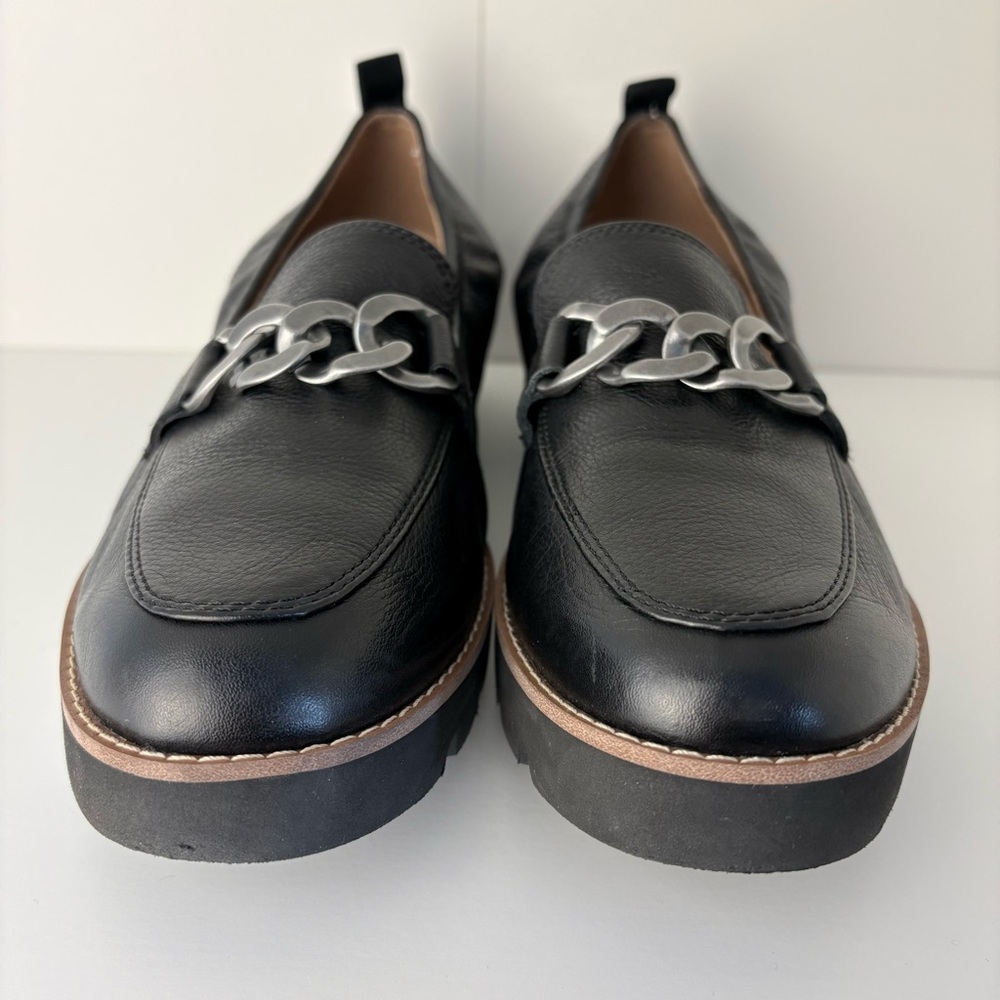 Vionic Cynthia Black Leather Chain Slip On Loafers - Picture 2 of 7